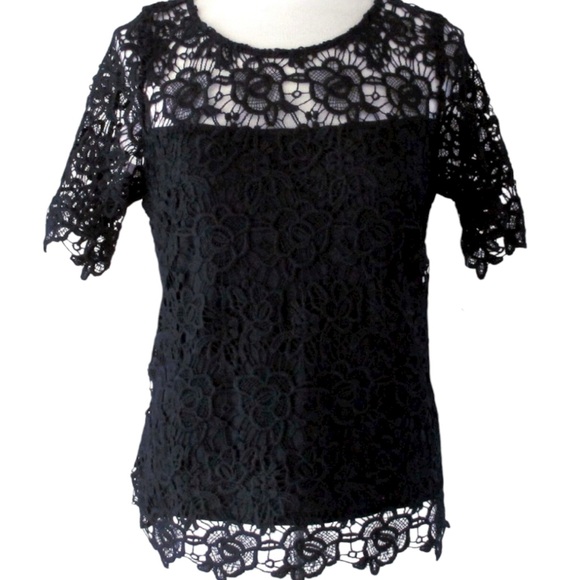 Nanette Lepore Black Floral Lace Blouse Size Small New w/ tag - Picture 1 of 8